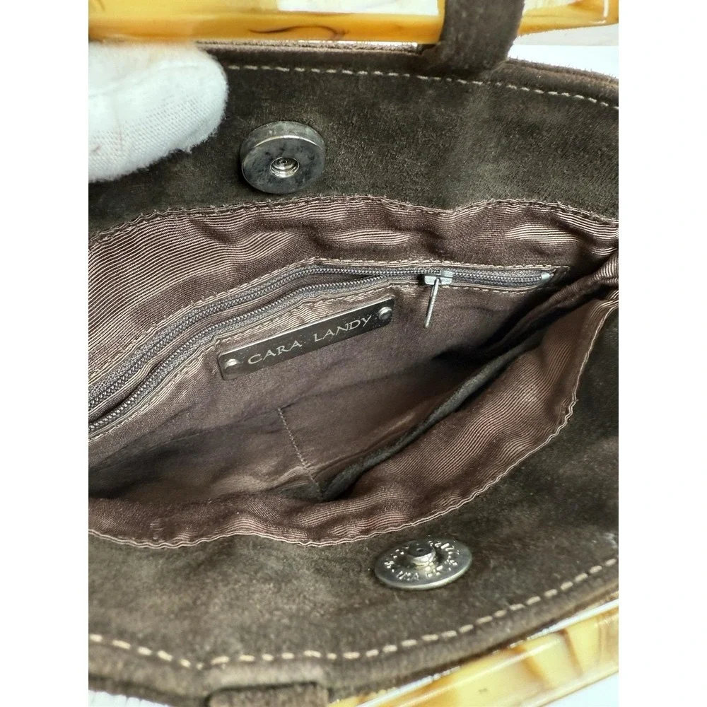 Brown Suede Medium Tortoiseshell Handle from the brand Cara Landy‎